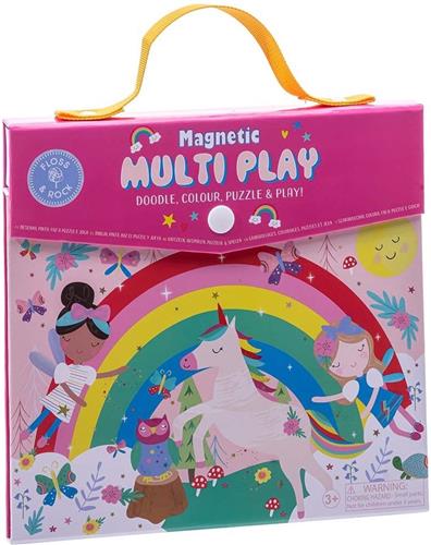 Floss & Rock Magnetische Speeldoos, Regenboog Elfje - 4 in 1 - 23,5 x 22,5 x 2cm