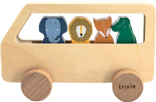 Trixie Houten Dierenbus - Houten speelgoed - Auto - Dieren - Peuter- en kleuterspeelgoed