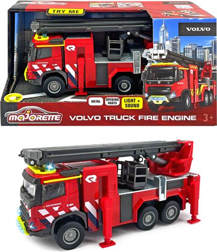 Majorette Grand Series - Volvo FMX Brandweerwagen NL - Metaal - Licht en Geluid - 19 cm - Speelgoedvoertuig