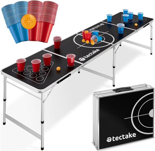 tectake - Beerpong Bierpongtafel Brew Battle - opklapbaar - incl 100 bekers en 6 ballen -