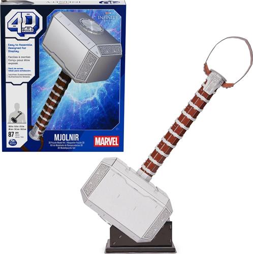 4D Build Marvel - Mjolnir Thor-hamer - 3D Puzzel - 87 stuks - kartonnen bouwpakket