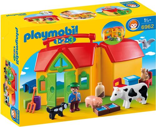 PLAYMOBIL 1.2.3 Meeneemboerderij met dieren - 6962