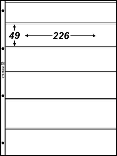 Hartberger Systeemblad S6 met 6 vakken ( 226 x 49 mm) 5 stuks insteekhoezen insteekbladen voor de verzamelaar! voor postzegels - postzegel - postzegelboekjes -postzegelstrookjes - strookjes - smal