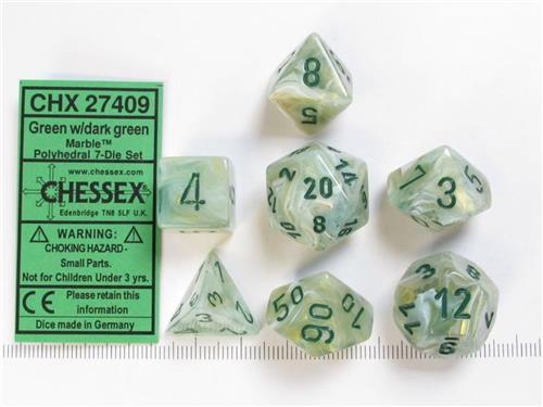 Polydice 7 Dobbelstenenset Marble Green Dark Green