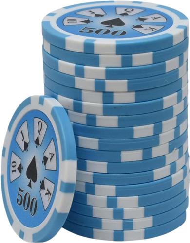 Royal Flush Poker Chips 500 lichtblauw (25 stuks)- pokerchips-pokerfiches-ABS chips-pokerspel-pokerset-poker set