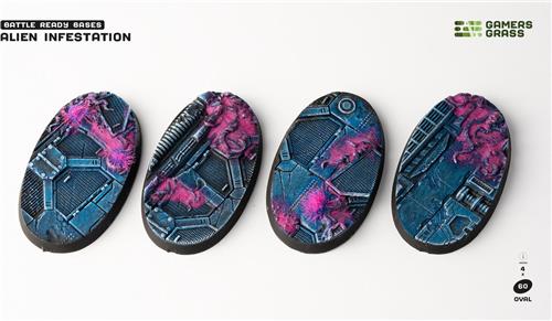 Alien Infestation Bases Pre-Painted (4x 60mm Oval )