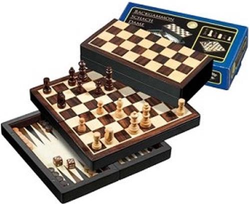 Philos Reis Schaak/Dam/Backgammon Kassette Veld 22 mm, Koningshoogte 42 mm Magnetisch