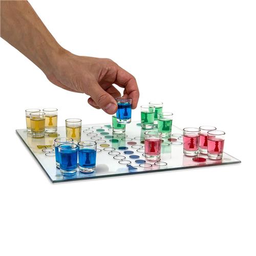 relaxdays Drankspel Ludo - partyspel - dobbelspel - 2 tot 4 personen