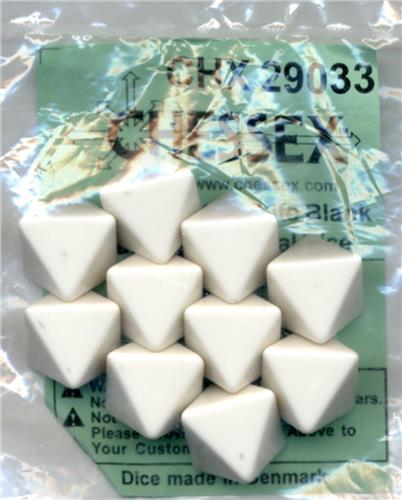 Chessex Opaque White Blanc D8 Dobbelsteen Set (10 stuks)