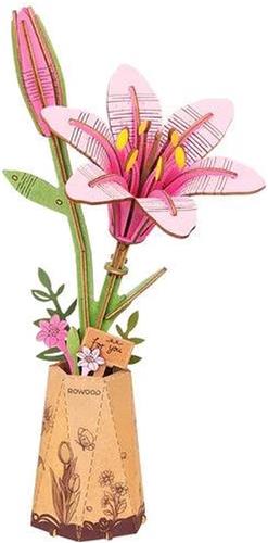 Robotime Pink Lily TW071 - Knutselen - DIY - Houten bouwpakket - Volwassenen - Bloemen - Creatief