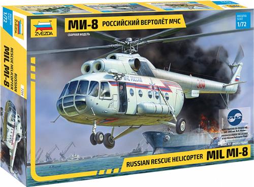 1:72 Zvezda 7254 Mil Mi-8 Hip - MCHS - Russische Reddingshelikopter Plastic Modelbouwpakket