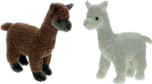 Set van 2x stuks familie pluche knuffels alpacas bruin en wit van 23 cm