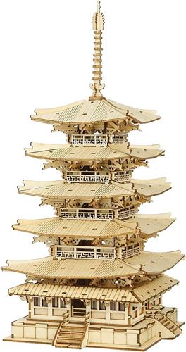 3D Puzzels Houten Bouwpakket Volwassenen Te Bouwen Diy Vijf Verdiepingen Pagode Modelkits, Creatieve Modelbouw Beste Cadeau Voor Tieners