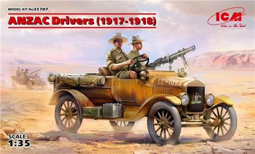 1:35 ICM 35707 WWI ANZAC Drivers (1917-1918) (2 figures) Plastic Modelbouwpakket