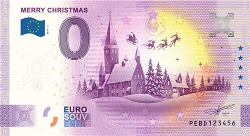 0 Euro biljet Kerst 2021 - Merry Christmas