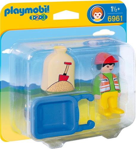 PLAYMOBIL 1.2.3 Arbeider met kruiwagen - 6961