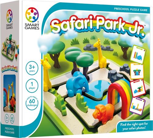 SmartGames - Safari Park Jr. - 60 opdrachten - educatief spel voor kleuters - Olifant, Giraffen en Leeuw