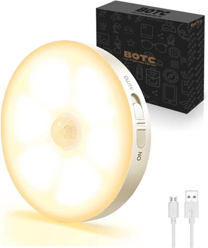 BOTC Draadloze ledlamp met Bewegingssensor - 3000k Warm Wit licht  Draadloze wandlamp  Draadloze ledspot  Usb oplaadbaar  met Magneet