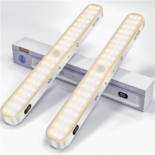 2 x Bureaulamp led - Kastverlichting - Bewegingssensor - 2 voor de prijs van 1 - Batterijdisplay - Extra High Power Led Zaklamp Usb Oplaadbaar - 60 Leds - Touch Light Bar - USB Oplaadbaar - Nachtlampje - Warm Licht - Kastlicht