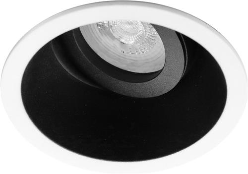 Spot Armatuur GU10 - Pragmi Zano Pro - GU10 Inbouwspot - Rond - Zwart/Wit - Aluminium - Kantelbaar - Ø93mm