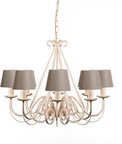 QAZQA giuseppe - Klassieke Kroonluchter met kap - 8 lichts - Ø 600 mm - Taupe - Woonkamer