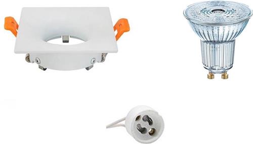 LED Spot Set - OSRAM Parathom PAR16 930 36D - GU10 Fitting - Dimbaar - Inbouw Vierkant - Mat Wit - 3.7W - Warm Wit 3000K - 85mm