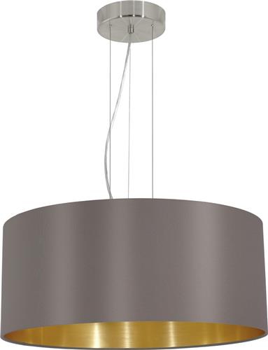 EGLO Maserlo - Hanglamp - 3 Lichts E27 - Ø53 cm - Stof - Cappuccino, Goud