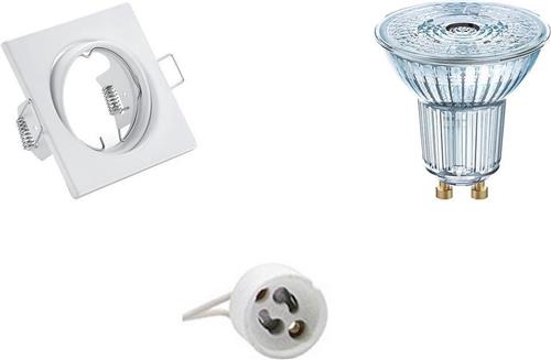 LED Spot Set - OSRAM Parathom PAR16 930 36D - GU10 Fitting - Dimbaar - Inbouw Vierkant - Mat Wit - 3.7W - Warm Wit 3000K - Kantelbaar 80mm