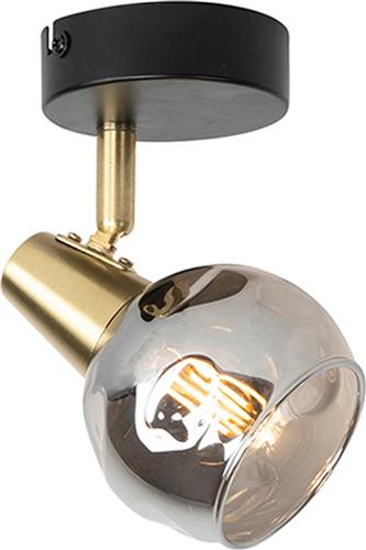 QAZQA vidro - Art Deco Plafondlamp en wandlamp - 1 lichts - L 12 cm - Zwart Goud - Woonkamer | Slaapkamer | Keuken