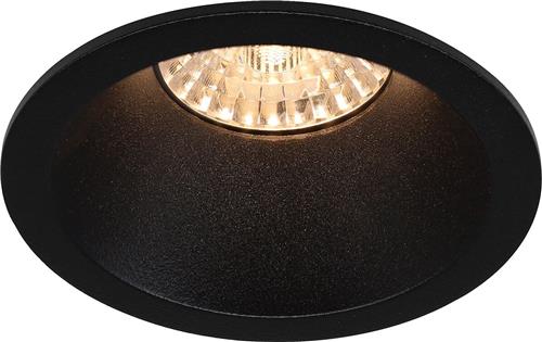 Spot Armatuur GU10 - Pragmi Pollon Pro - GU10 Inbouwspot - Rond - Zwart - Aluminium - Verdiept - Ø82mm