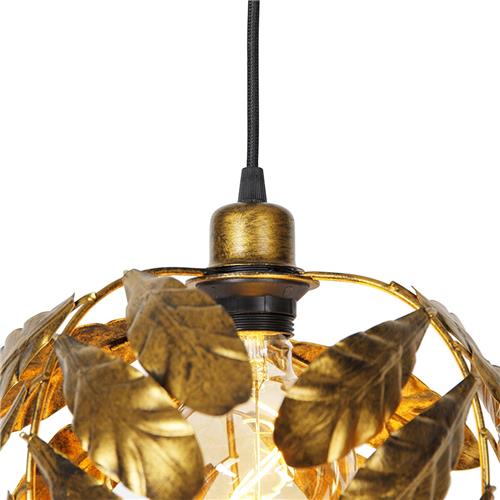 QAZQA linden - Klassieke Hanglamp - 1 lichts - Ø 30 cm - Goud/messing - Woonkamer | Slaapkamer | Keuken