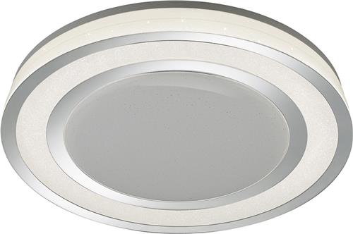 LED Plafondlamp - Trion Noruno - 45W - Aanpasbare Kleur - Dimbaar - Afstandsbediening - Sterlicht - Rond - Mat Chroom - Kunststof