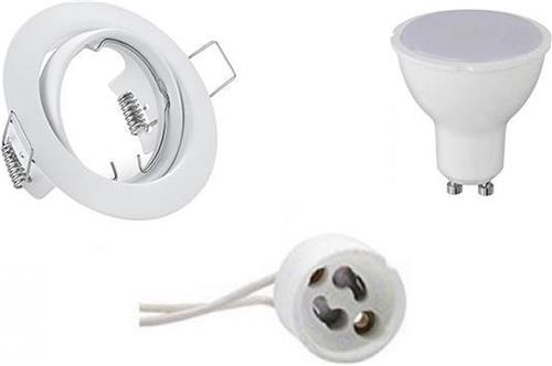 LED Spot Set - Trion - GU10 Fitting - Inbouw Rond - Mat Wit - 6W - Natuurlijk Wit 4200K - Kantelbaar Ø83mm