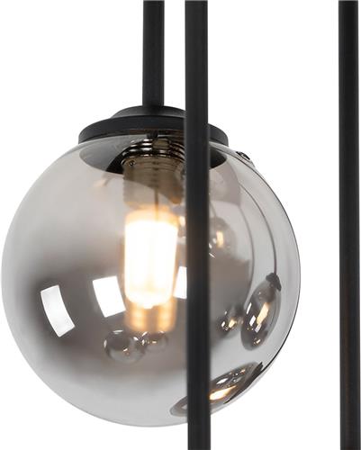 QAZQA athens - Landelijke Plafondlamp - 9 lichts - L 310 mm - Zwart - Woonkamer | Slaapkamer | Keuken