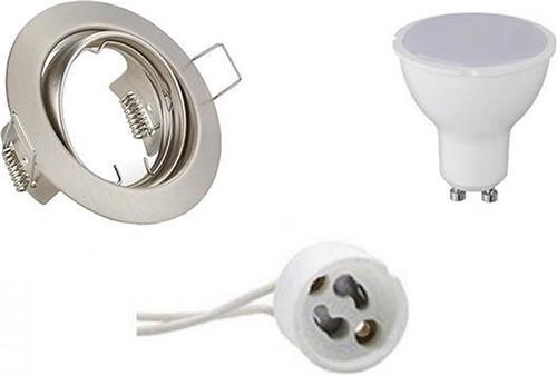 LED Spot Set - Trion - GU10 Fitting - Inbouw Rond - Mat Nikkel - 6W - Natuurlijk Wit 4200K - Kantelbaar Ø83mm