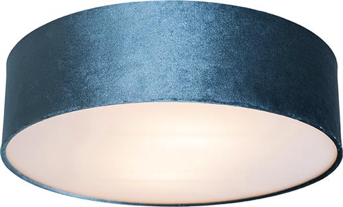 QAZQA drum - Moderne Plafondlamp - 2 lichts - Ø 40 cm - Blauw - Woonkamer | Slaapkamer | Keuken