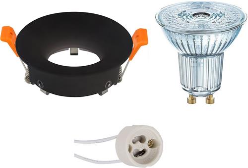 LED Spot Set - OSRAM Parathom PAR16 930 36D - GU10 Fitting - Dimbaar - Inbouw Rond - Mat Zwart - 3.7W - Warm Wit 3000K - Ø85mm