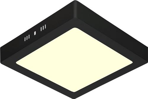 LED Downlight - 18W - Warm Wit 3000K - Mat Zwart - Opbouw - Vierkant - Aluminium - 225mm