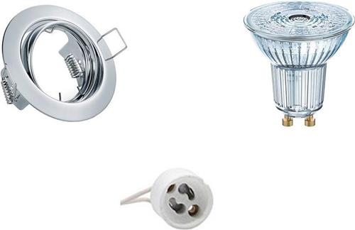 LED Spot Set - OSRAM Parathom PAR16 930 36D - GU10 Fitting - Dimbaar - Inbouw Rond - Glans Chroom - 5.5W - Warm Wit 3000K - Kantelbaar Ø83mm