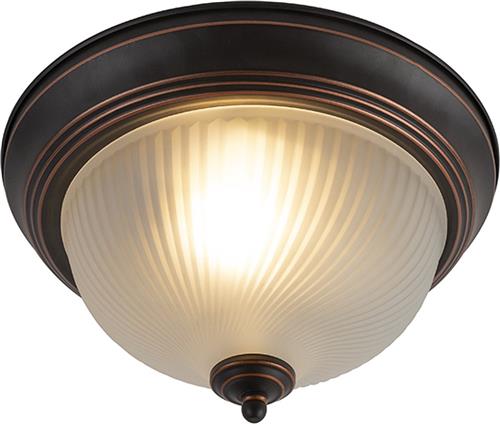 QAZQA classico - Klassieke Plafondlamp - 1 lichts - Ø 280 mm - Bruin - Woonkamer | Slaapkamer | Keuken