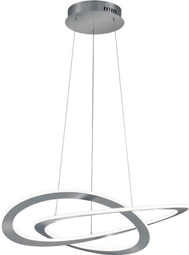 LED Hanglamp - Hangverlichting - Trion Oaky - 52W - Warm Wit 3000K - Dimbaar - Rond - Mat Nikkel - Aluminium