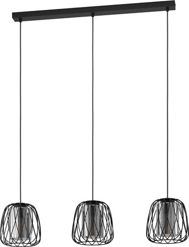 EGLO Floresta Hanglamp - E27 - 89 cm - smoke glas - zwart