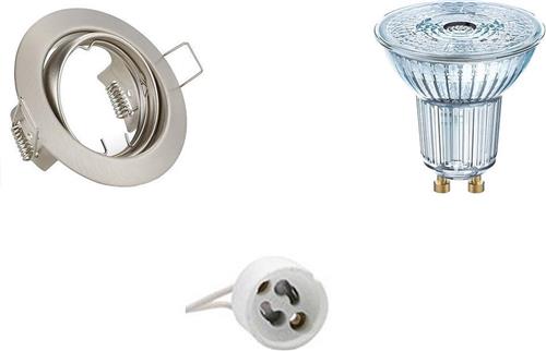 LED Spot Set - OSRAM Parathom PAR16 940 36D - GU10 Fitting - Dimbaar - Inbouw Rond - Mat Nikkel - 5.5W - Natuurlijk Wit 4000K - Kantelbaar Ø83mm