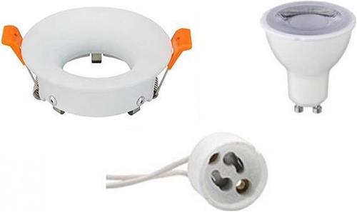 LED Spot Set - GU10 Fitting - Dimbaar - Inbouw Rond - Mat Wit - 6W - Helder/Koud Wit 6400K - Ø85mm