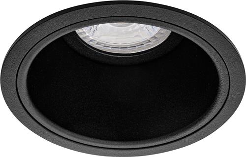 Spot Armatuur GU10 - Pragmi Minko Pro - GU10 Inbouwspot - Rond - Zwart - Aluminium - Verdiept - Ø90mm