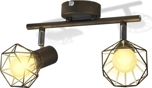 vidaXL Lamp industrieel met 2 LED's zwart