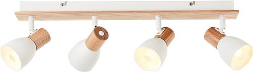 Brilliant Daintree spot bar 4-vlammig wit/naturel metaal/hout 4x D45, E14, 28 W, Geschikt voor hanglamp (niet inbegrepen)