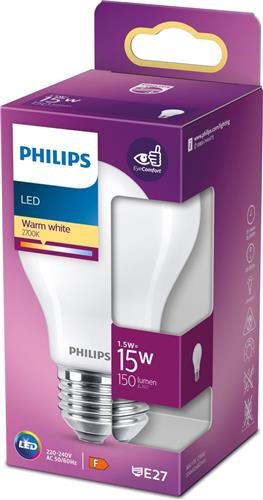 Philips Lighting 76243800 LED-lamp Energielabel F (A - G) E27 Peer 1.5 W = 15 W Warmwit (Ø x l) 6 cm x 10.4 cm 1 stuk(s)