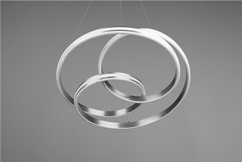 LED Hanglamp - Trion Yarino - 60W - Aanpasbare Kleur - Dimbaar - Rond - Mat Nikkel - Aluminium