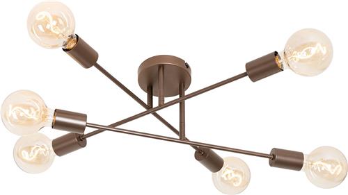 QAZQA sydney - Industriele Plafondlamp - 6 lichts - Ø 55 cm - Brons - Industrieel - Woonkamer | Slaapkamer | Keuken